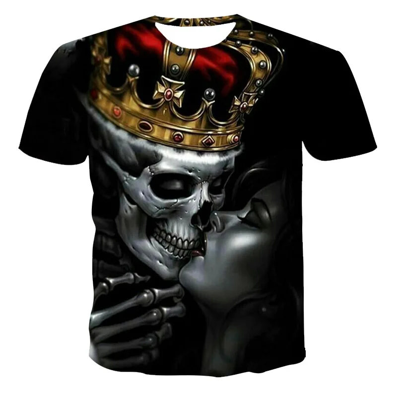 

Fashion Summer T-Shirt Men 2021 3D Skull Printing Men's T-Shirt Breathable Streetwear Splicing Printing T Shirt Men Size XXS-6XL