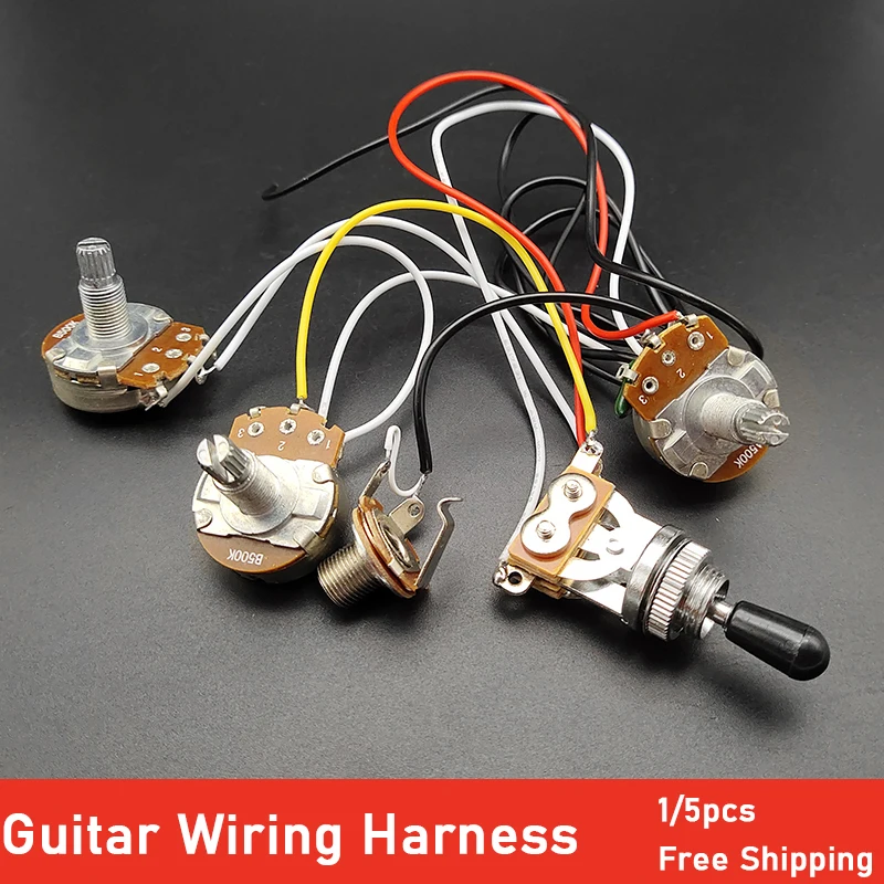 elektrische gitarre pickup kabelbaum kit 2v1t 500k töpfe potentiometer 3 weg schalter mit ausgang jack für lp lp elektrische gitarre free gl
