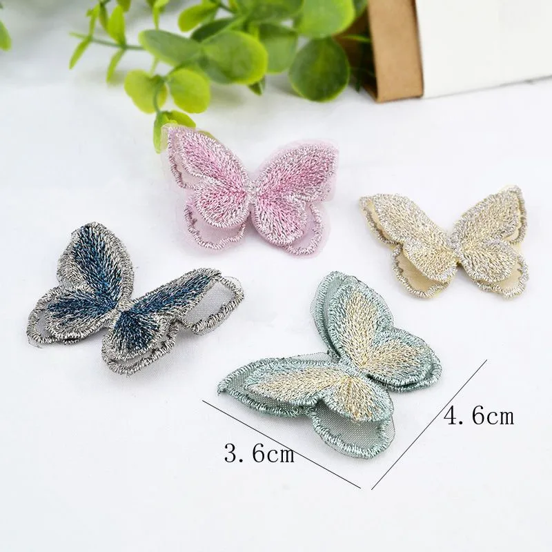 Бабочка патч вышивка кружева ткань двухслойные патчи для шитья одежды стикер DIY