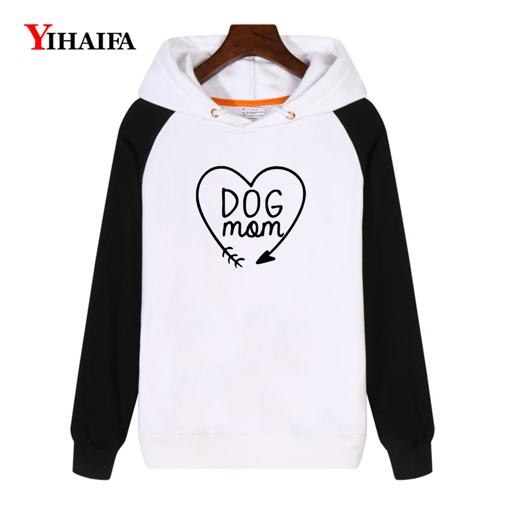 YIHAIFA Женские флисовые толстовки с капюшоном принтом собаки мамы букв пуловер