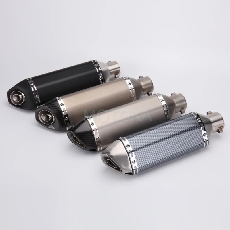 Motorcycle Modify Universal Exhaust Pipe Z900 GSXR125 Duke390 MT07 FZ6 R6 R11 RKF125 Carbon Fiber Tip Muffler Pot 51mm Slip-on