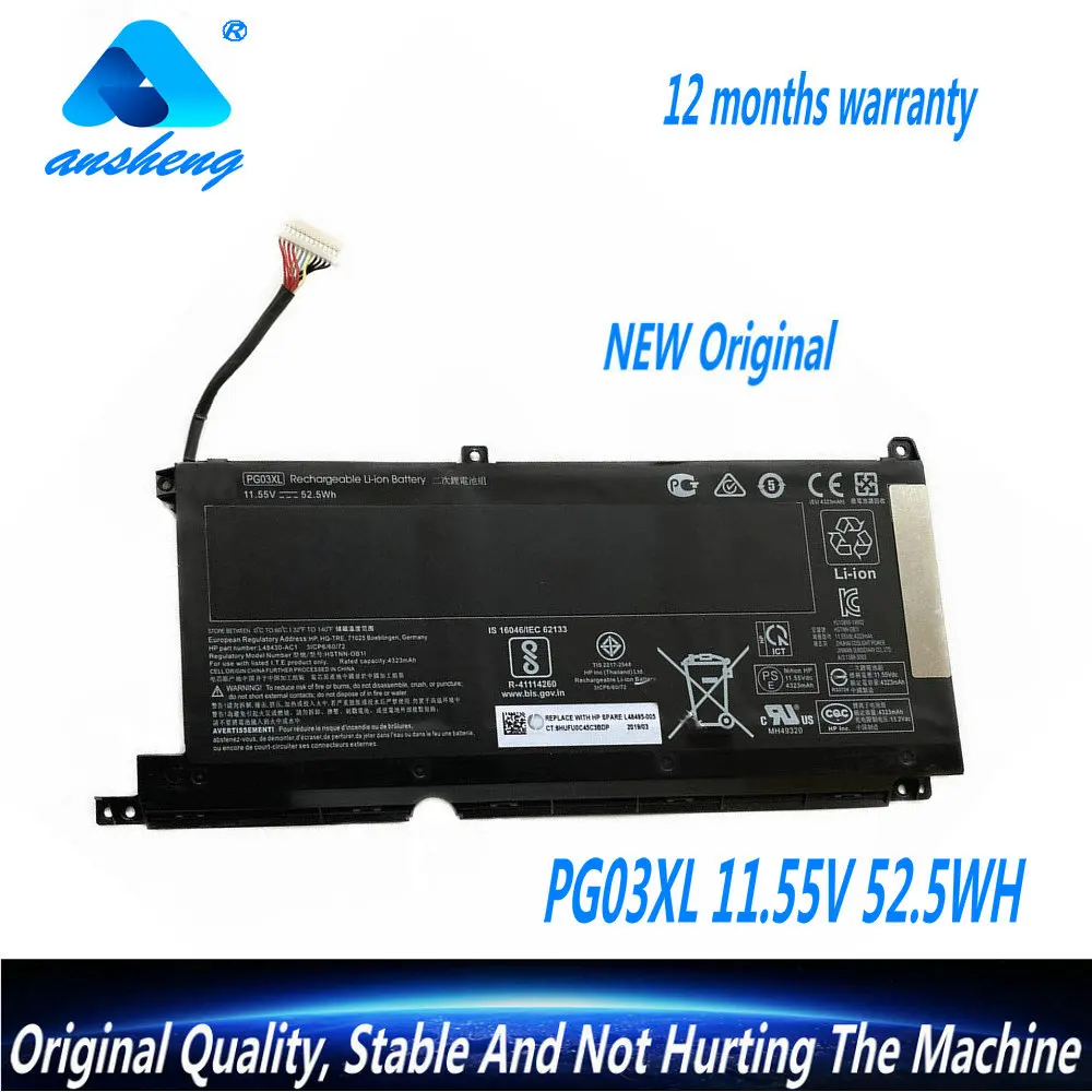 Оригинальный аккумулятор для ноутбука 11,55 в, Вт-ч, PG03XL для HP Pavilion 15-DK 15-DK0125TX