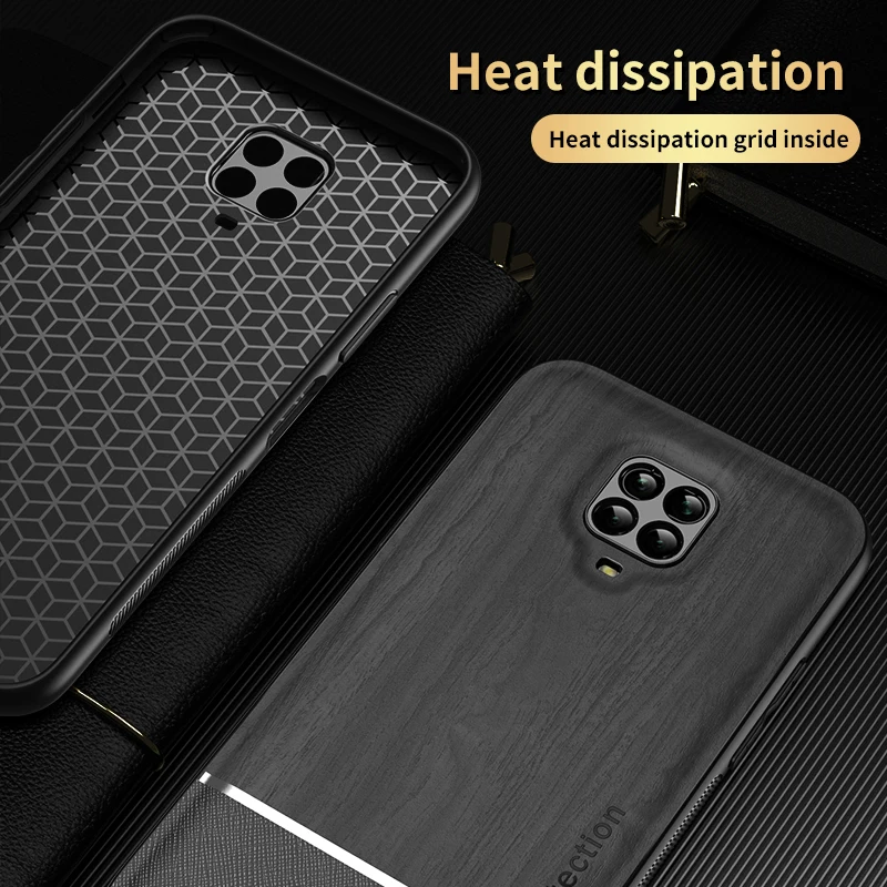 Bionic Wood Grain Mobile Phone Back Case For Xiaomi Redmi Note 9 Pro Max 9S 9T T Car Magnetic Adsorption Ring Bracket Cover