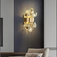 new modern wall sconce lighting for bedroom brushed gold crystal wall lamps home decoration led cristal wall light fixtures