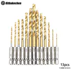 1,5-6,5 мм 13 шт. сверла с шестигранной ручкой титановые спиральные сверла наборы 14 шестигранный хвостовик для деревапластикаалюминия