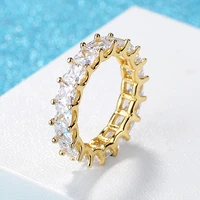 women luxury eternity wedding band ring princess cut zircon fashion female jewelry anniversary gift full square cz rings