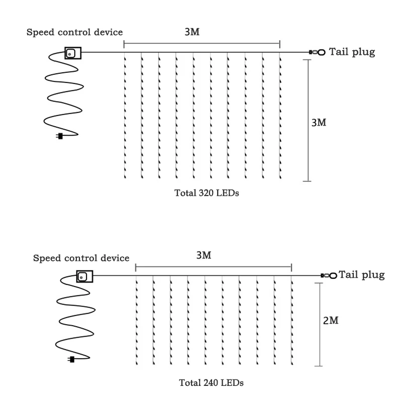 

LED Waterfall Waterproof Meteor Shower Rain String Light 3X2M 3X3M Christmas Outdoor Wedding Curtain Icicle Fairy String Garland