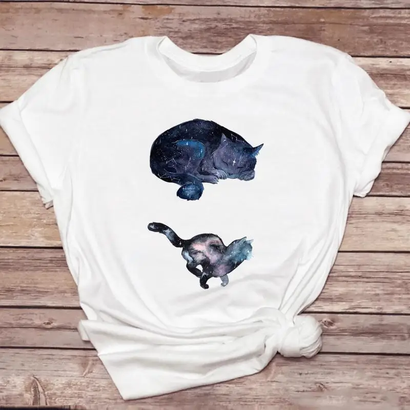 

Футболка женская летняя Акварельная с круглым вырезом и коротким рукавом