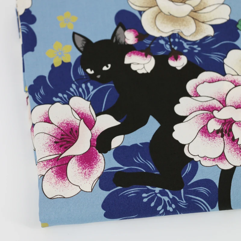 Хлопковая ткань 1 ярд * 110 см с большими цветами мультяшными кошками пэчворком