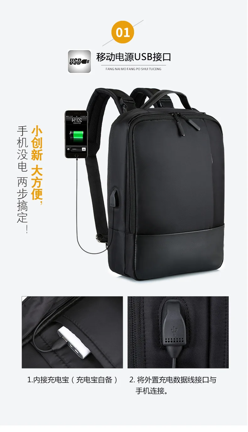 Hifuar, модная мужская школьная офисная сумка для ноутбука, мягкая с usb зарядным портом, на молнии, водонепроницаемый, Противоугонный, повседневный рюкзак