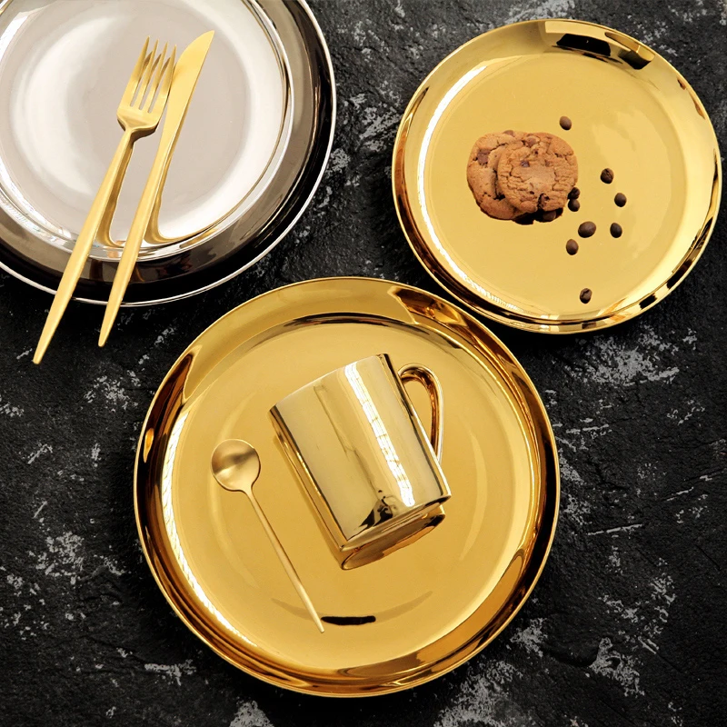 Скандинавская тарелка большая золотая креативная керамическая кофейная чашка