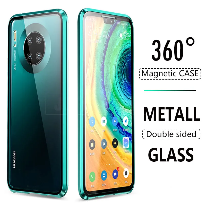 

Front Back Double Sides Tempered Glass Magnetic Adsorption Case For Huawei Mate 30 Pro 5G Mate 30 40 Pro 40 Cover Metal Bumper