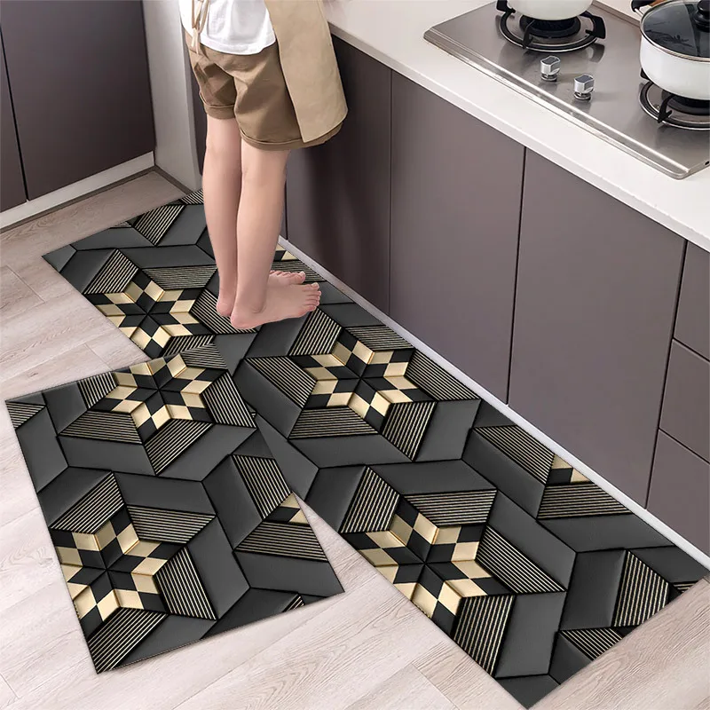 

Geometric Kitchen Mat Home Living Room 3D Printed Rug Mats With Realistic Patterns Entrance Doormat Bedroom Decoration Floormat