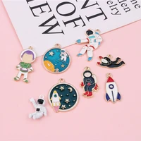 8pcs space astronaut charms diy findings kawaii 3d phone keychain bracelets earring pendant charms for jewelry making supplies