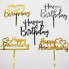 Акриловые золото счастливый топперы для торта на день рождения Happy Юбилей письмо для капкейка-для мальчика и девочки, для дня рождения, праздничное украшение торта
