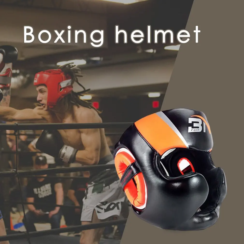 

Full-Covered Boxing Helmet Muay Thai PU Leather Training Sparring Boxing Headgear Gym Equipment Taekwondo Head Guard