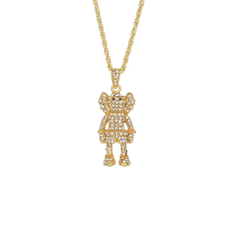 

Brand Fashion Cartoon Clown Humanoid Full Set Zircon Shiny Jewelry Hip Hop Rock Men's Necklace Pendant Trend Line Accessories