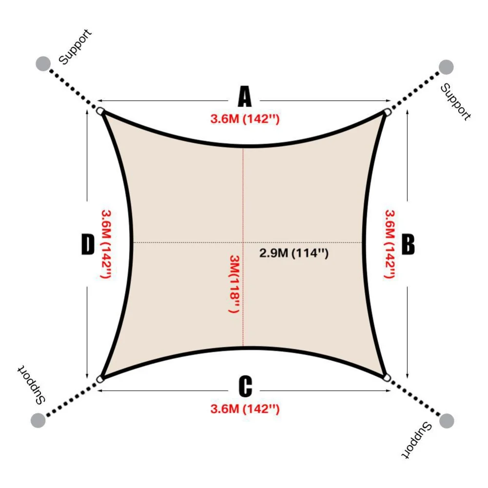 

300D Waterproof Sunshade Polyester Square Rectangular Shade Sail Garden Terrace Canopy Swimming Camping Shade sail