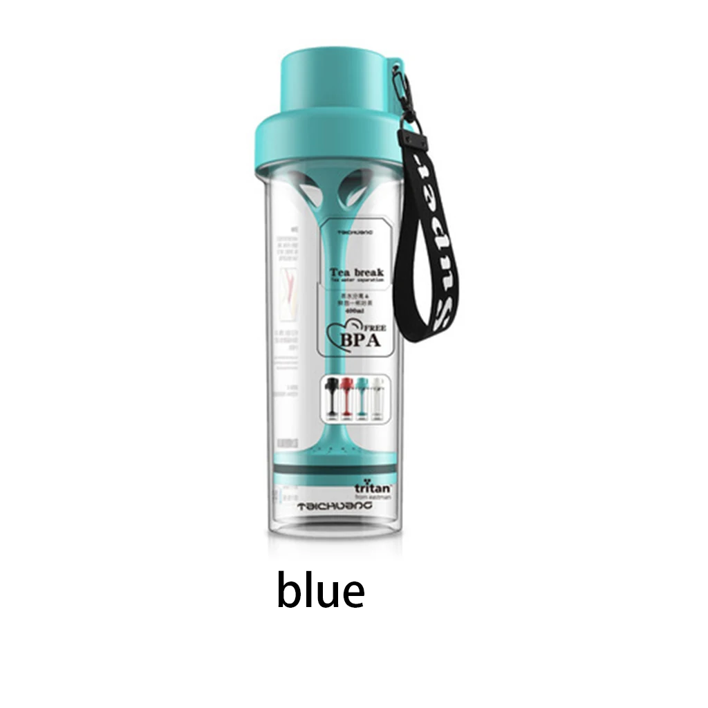 Blue 400 мл бутылки для воды для занятий спортом стиль Tritran бутылка для воды портативный фруктовый чай с лимоном Infuser сок бутылка для коктейля, воды для взрослых - Цвет: Blue