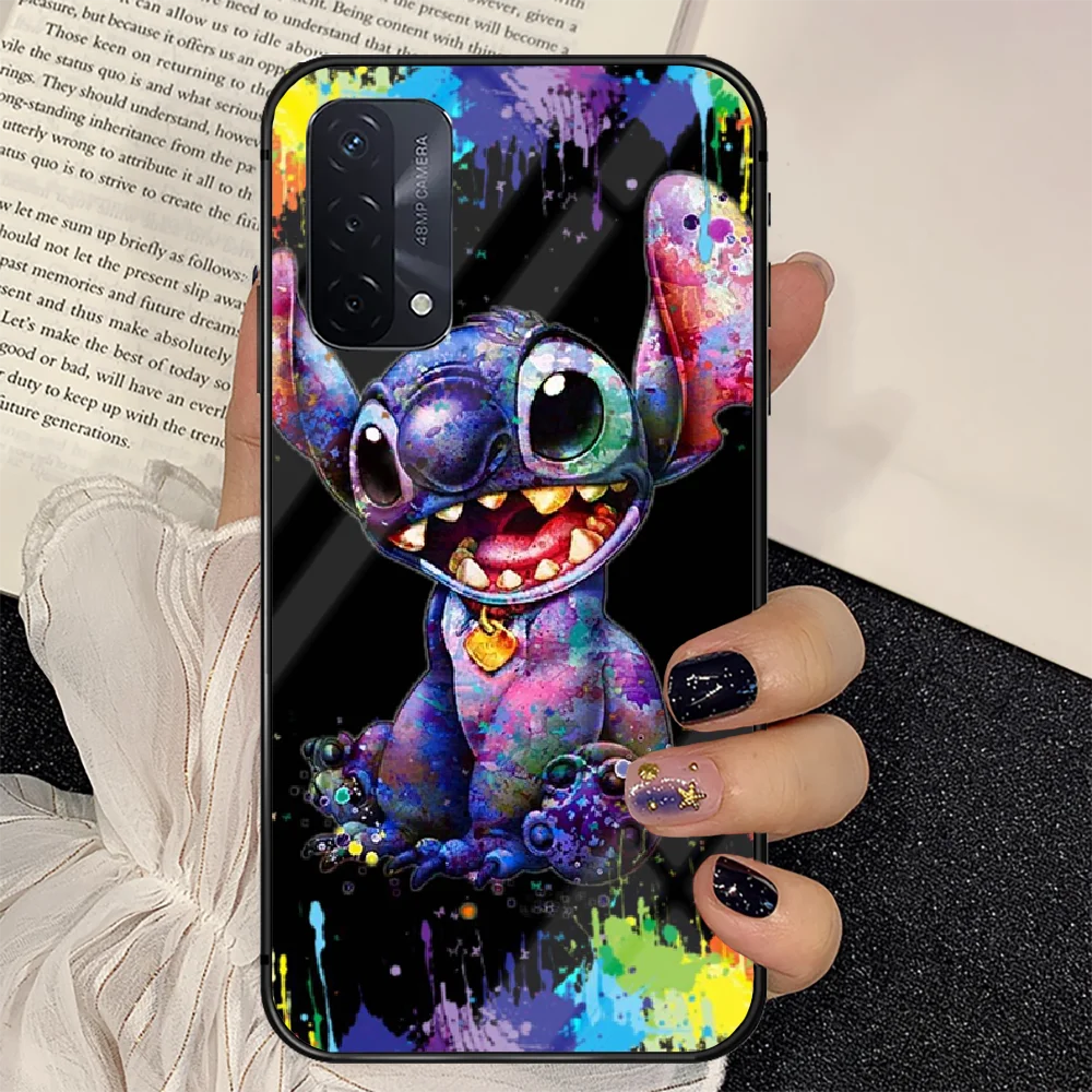 

Cute Cartoon Blue Stitchs Phone Tempered Glass Case Cover For oppo realme find a x c xt gt 2 53 3 6 7 50 11 i Pro 4g 5g Cell