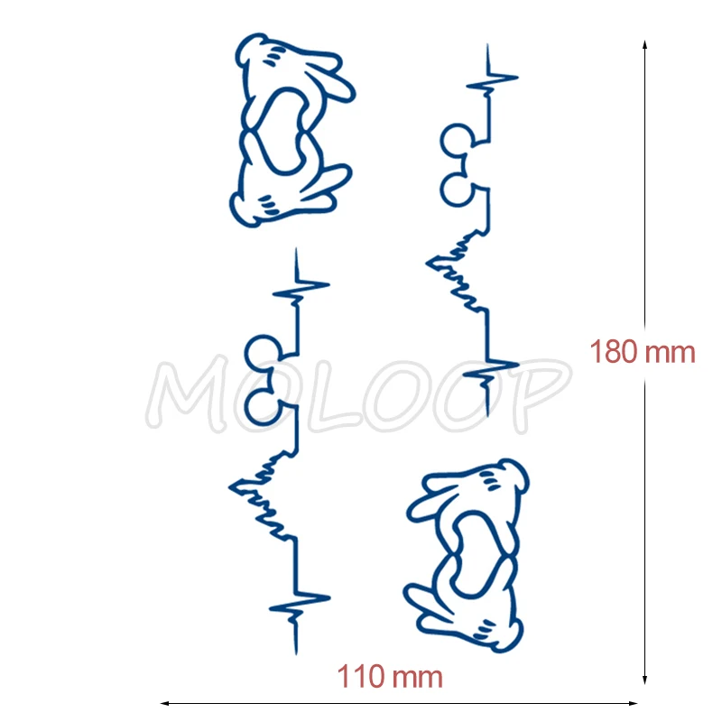 Сок татуировки Стикеры ЭКГ сердцебиения узор Водонепроницаемый временный