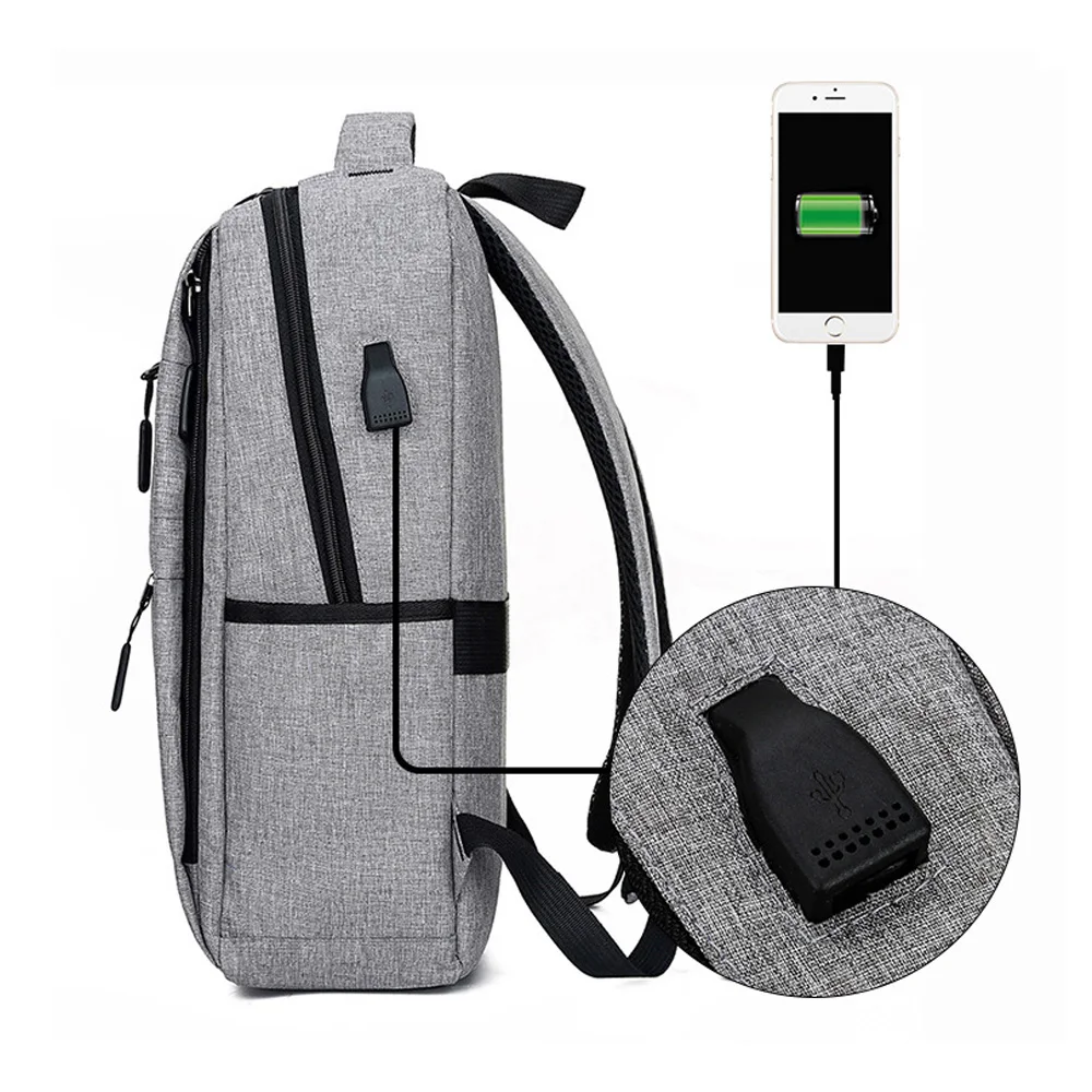 Новый мужской рюкзак с usb зарядкой 14 дюймов для ноутбука Студенческая сумка