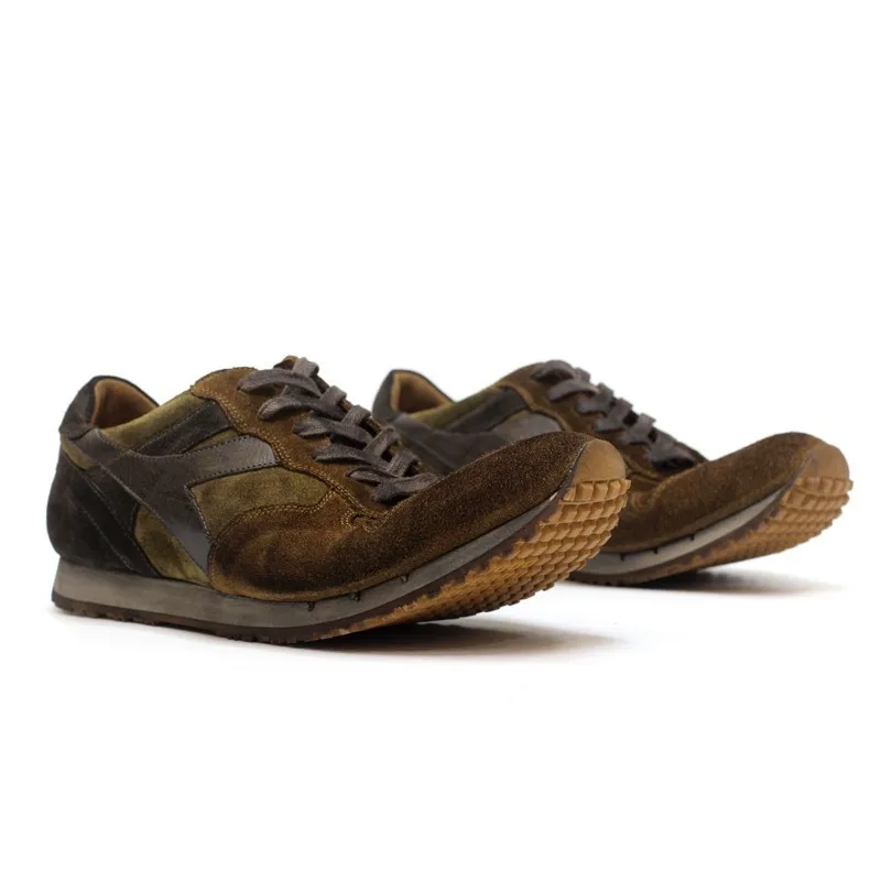 Лидирующий бренд Ретро стиль шнуровка Коровья замша настоящая кожа мужская