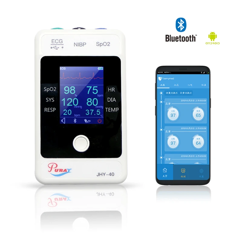 Patient Monitor Vital Signs ECG NIBP SPO2 PR 4 Parameters Pulse and temperature Blood pressure Support APP or PC | Красота и здоровье