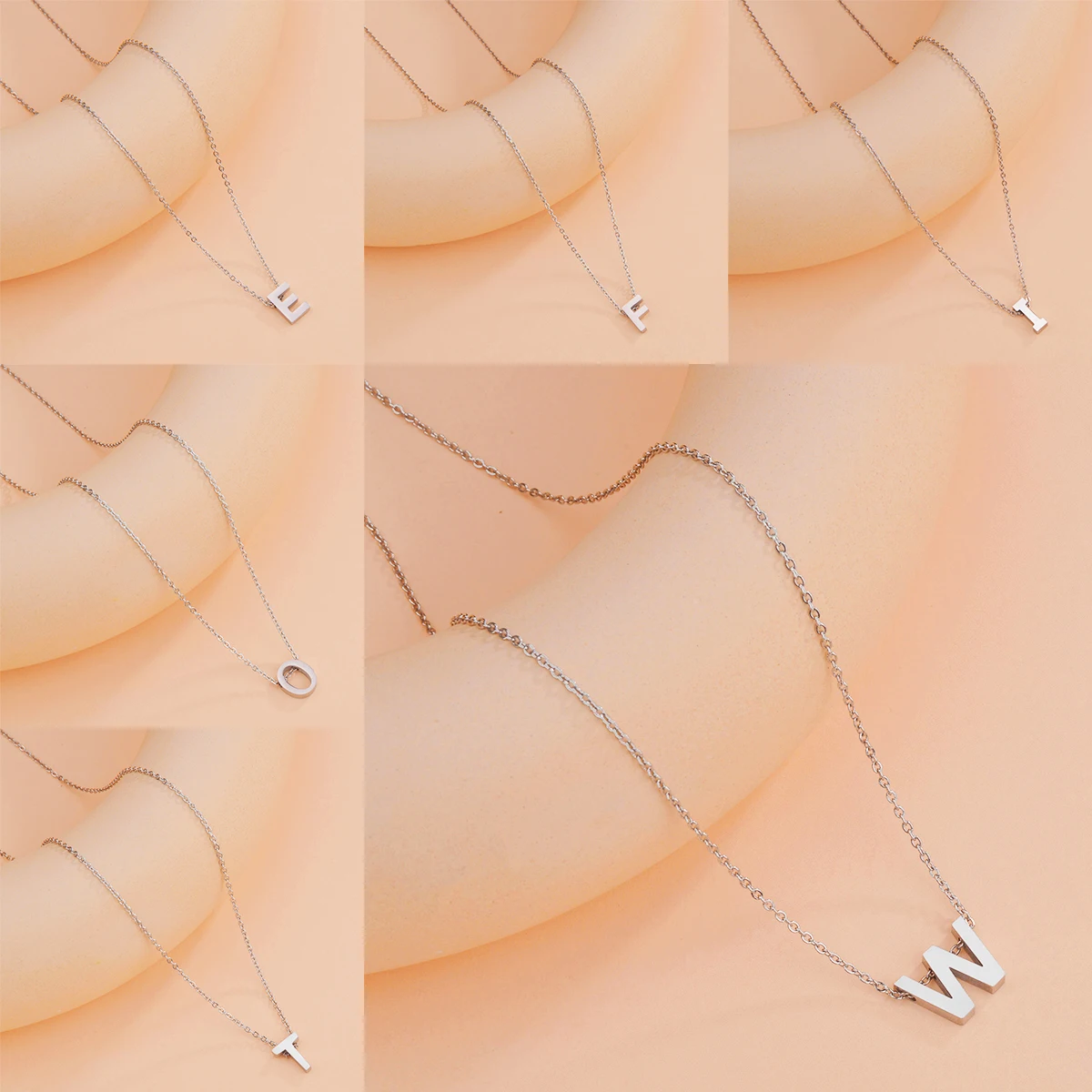

Silver Color A-Z Alphabet Letter Pendant Necklaces Personalization Stainless Steel Necklace Women Lady Glamour Jewelry Gift