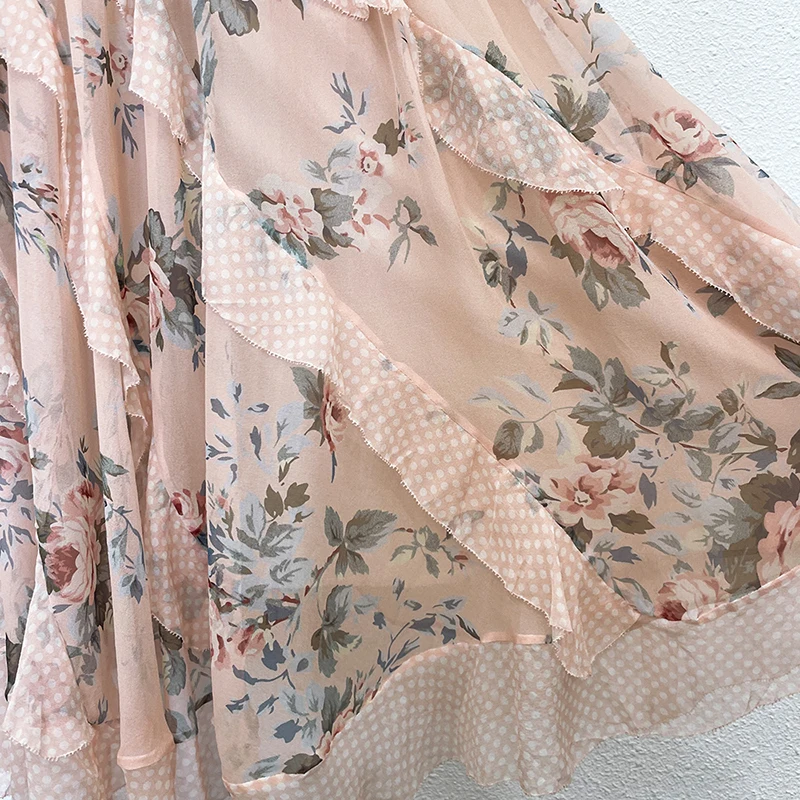 

2021 summer new silk print tube top dress seaside vacation long skirt dress evening dress