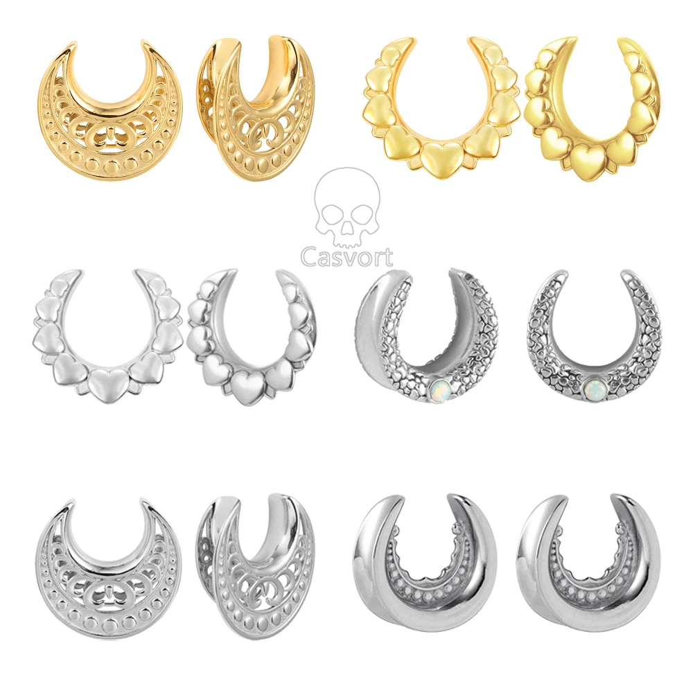 

Casvort 2PCS New Saddle Tunnels Hangers Ear Gauges Plugs Stretcher Earring Fashion Piercing Body Jewelry Earrings Expander 00g