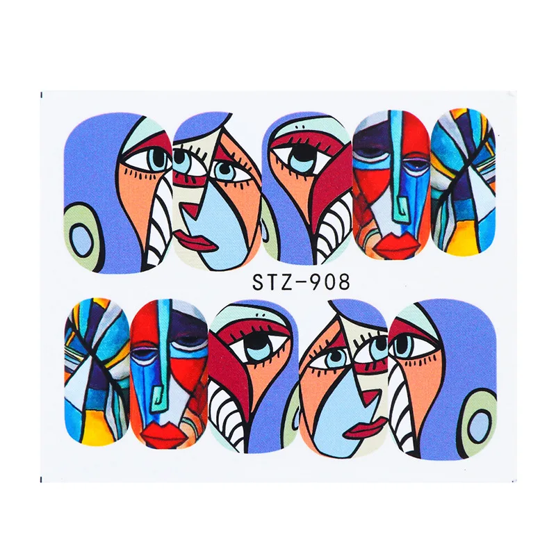 

1Pcs Watercolor 3D Abstract Women Face INS Sliders Nail Sticker Decal Nail Art Stickers Decoration Water Tattoo Manicure