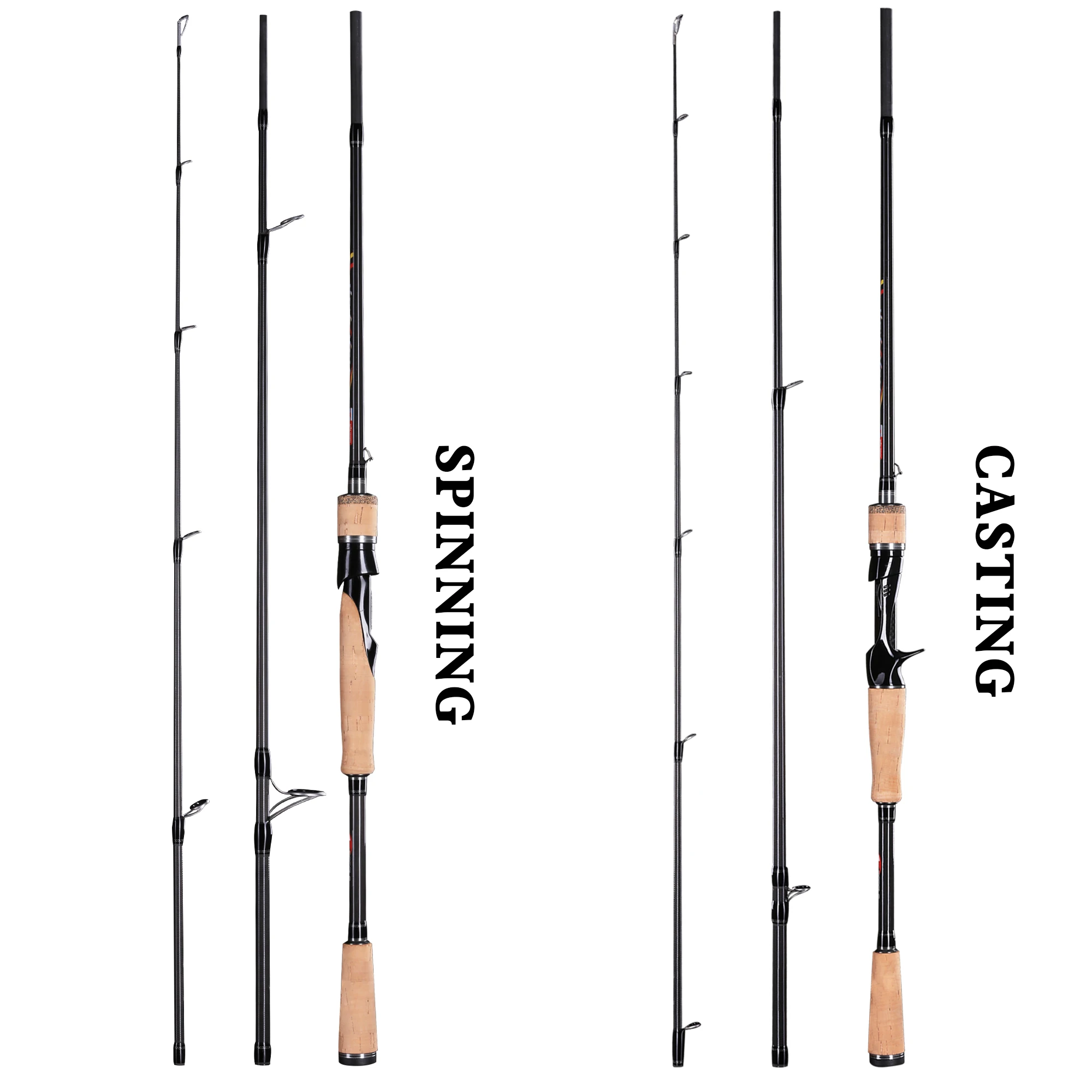 Spinning Casting Travel Fuji Lure Fishing Rod 1.68m 1.8m 2.1m 2.4m 2.7m 3.0m L/ML/M/MH Baitcasting BUDEFO HEARKEN T800Carbon Rod