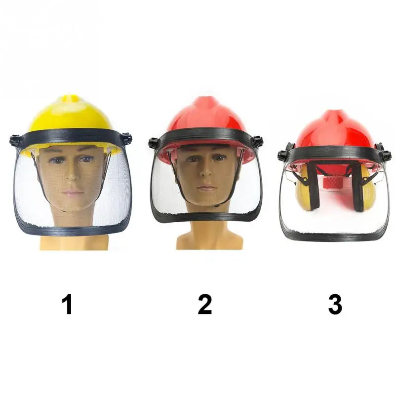 

Garden Helmet Protective Mask Forestry Chainsaw Safety Helmet Hat Ear Defenders Metal Visor 180 Degrees Adjustable Ear Defenders