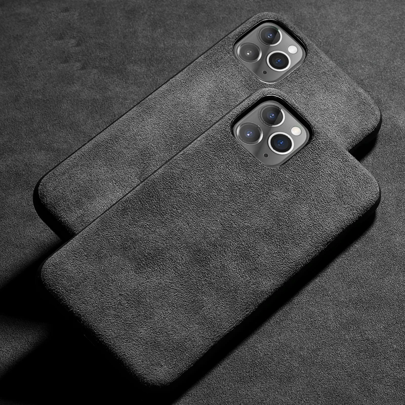 Luxury Genuine Leather case For Iphone 11 pro max Suede soft touch Shockproof cover iphone xr xs 7 8 plus | Мобильные телефоны и