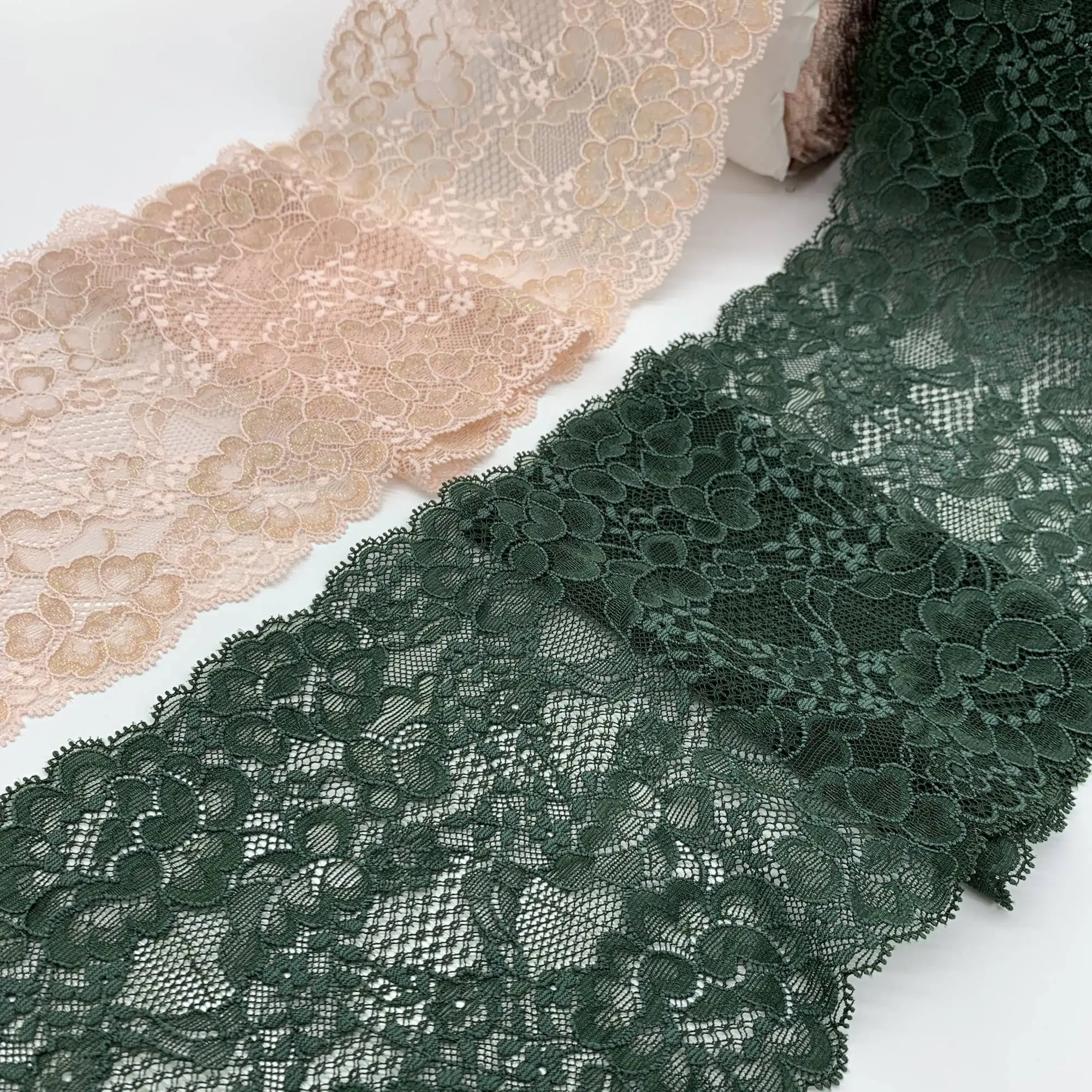 Эластичная кружевная юбка для шитья темно зеленая абрикосовая ширина 17 50 см 3