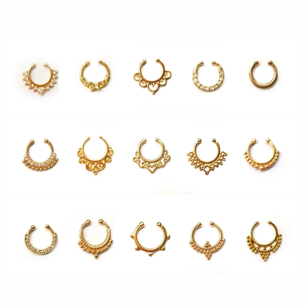 Женская заколка для тела разноцветное Винтажное кольцо пирсинга носа 15