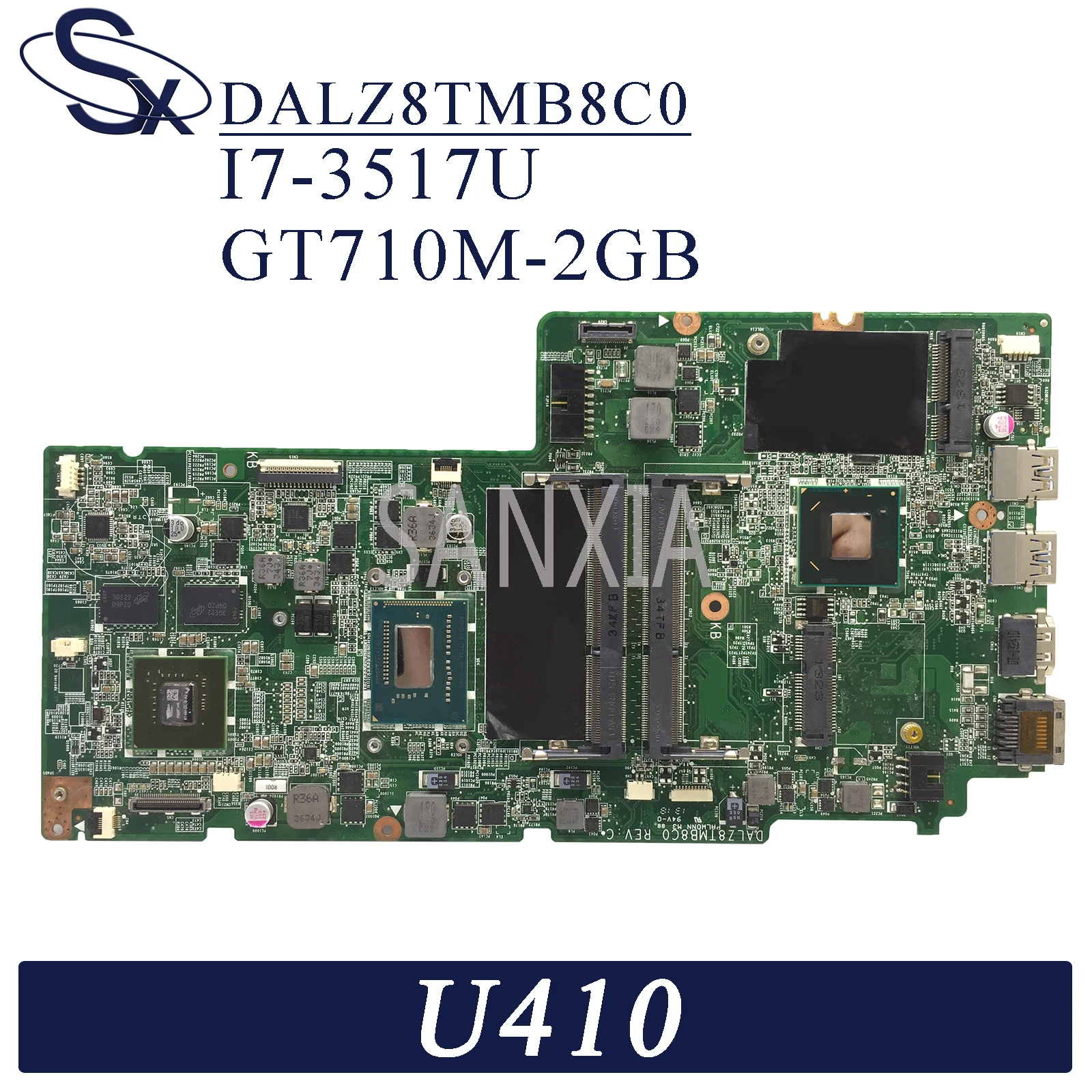 

KEFU DALZ8TMB8C0 Laptop motherboard for Lenovo Ideapad U410 original mainboard I7-3517U GT710M-2GB