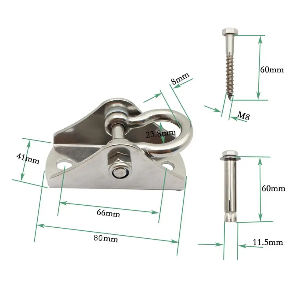 

Yoga Ceiling Hook Marine Grade Stainless Steel for Aerial Hammock& Suspension Resistance Bands Fitness Training Max loaded 450KG