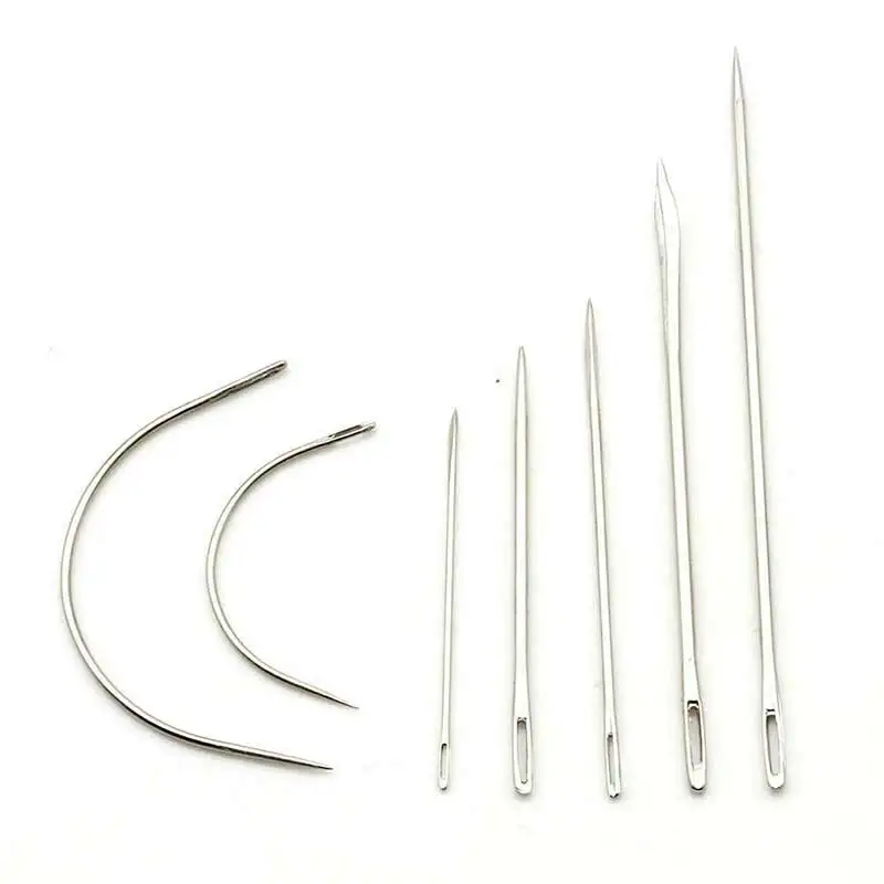 

7pcs Upholstery Carpet Leather Canvas Repair Curved DIY Leather Hand Sewing Stainless Steel Pin Stitch Needles Kit Canvas Sewing