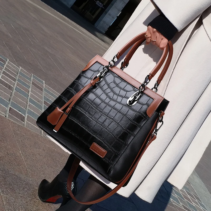 

2020 Elegant Crocodile Pattern Leather Totes Luxury Handbags Women Bags Designer Large Capacity Women Shoulder Messenger Bags