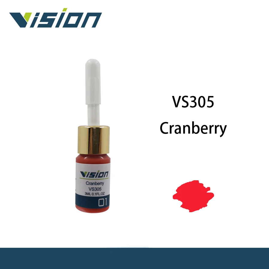 Vision VS305 Клюква 3 мл полуперманентный макияж Чернила для Бровей Губ Глаз Линия