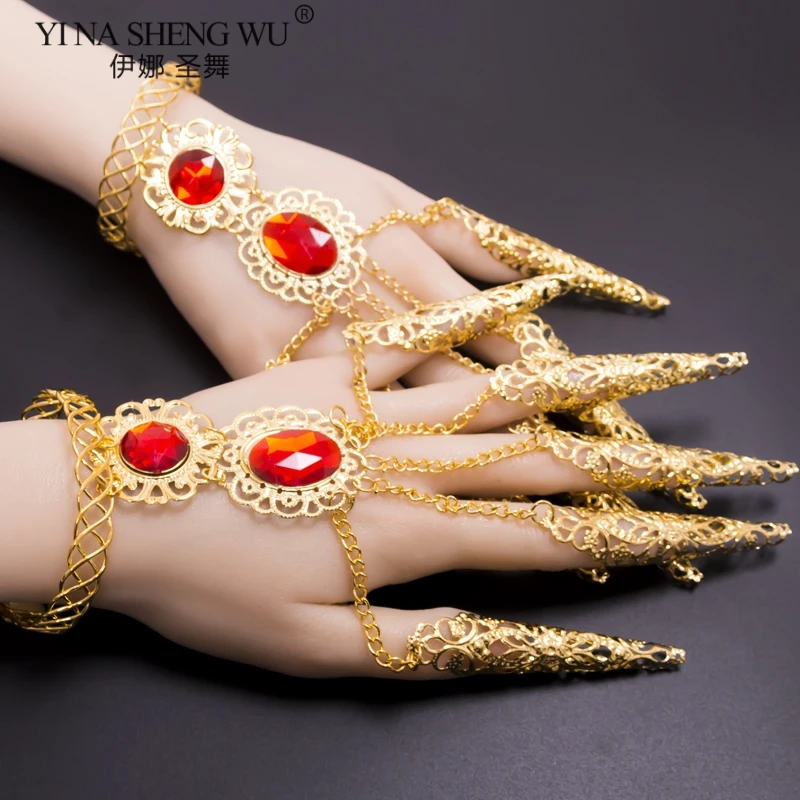 

Belly Dance Nail Ethnic Dance Avalokitesvara Nail Bracelet Gold Belly Dance Rhinestone Nails India Belly Dance Accessories 1Pair