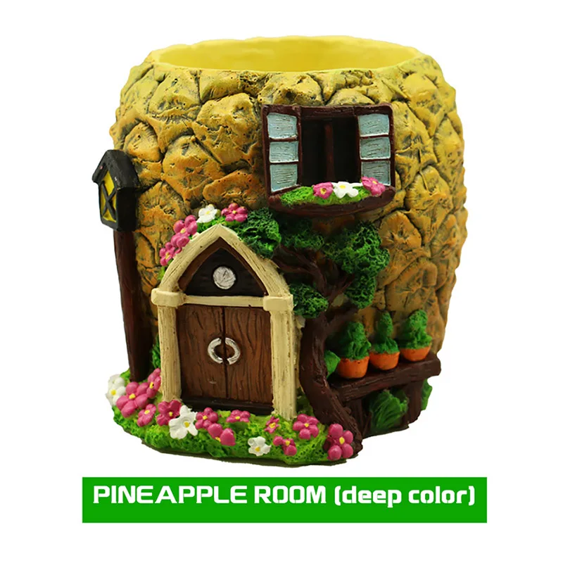 Pineapple deep Креативные грибы цветы горшок семена бонсай Орхидея кактус Смола мох папоротник цветочный ананас плантатор Cachepot микро пейзаж - Цвет: Pineapple deep