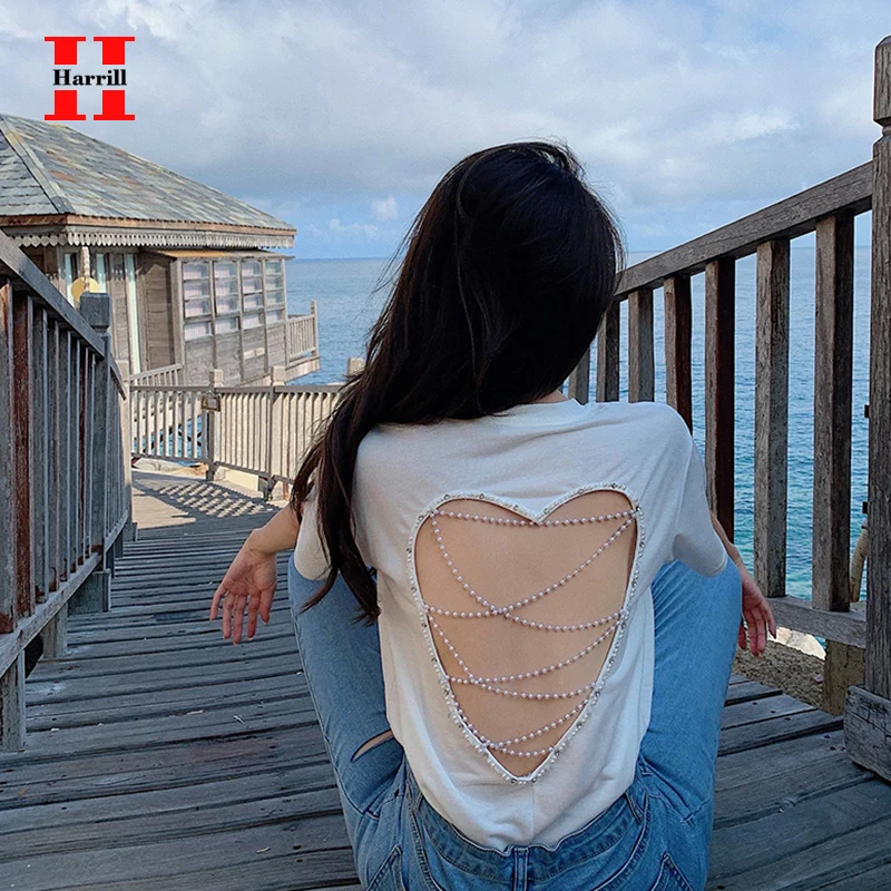 

Cropped Tops Summer T-shirts Women Clothes Slim Solid Color Tees Top Polyester Blouse Femme O-Neck Short Sleeves Harajuku Mujer