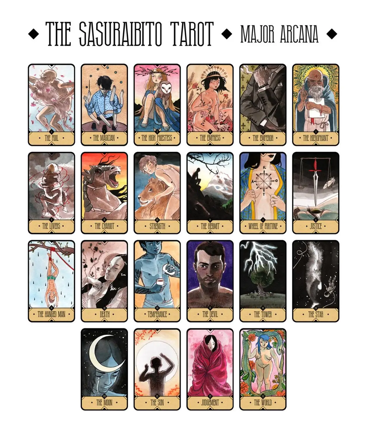 Sasuraibito Tarot 78 карточная колода и 63 страничная книга оригинальная гайка
