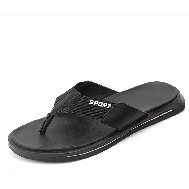 Шлепанцы мужские из натуральной кожи повседневные пляжные сандалии