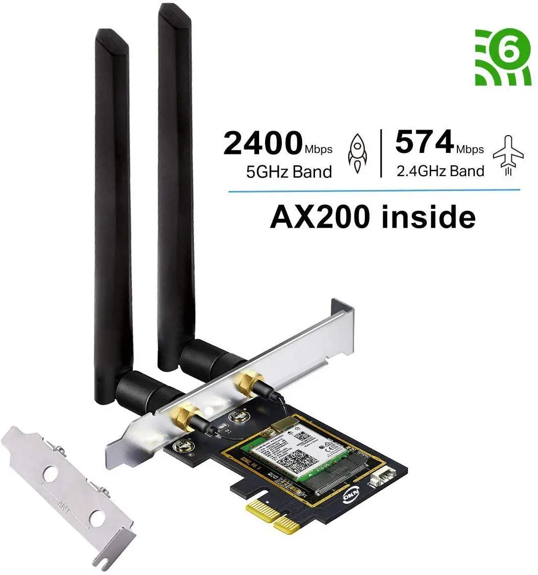 

WiFi 6 AX200 PCIE WiFi карта 2974 Мбит/с Bluetooth 5,1, 802.11AX двухдиапазонный 5 ГГц/2,4 ГГц беспроводной PCIe адаптер для ПК настольного компьютера, Sup
