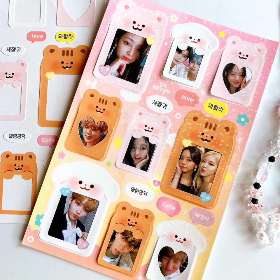 Корейский Ins Kawaii Love альбом для фотографий с рамками, наклейками и открытками Polaroid Idol Scrapbook Cute Stationery Decorative Aesthetic On.