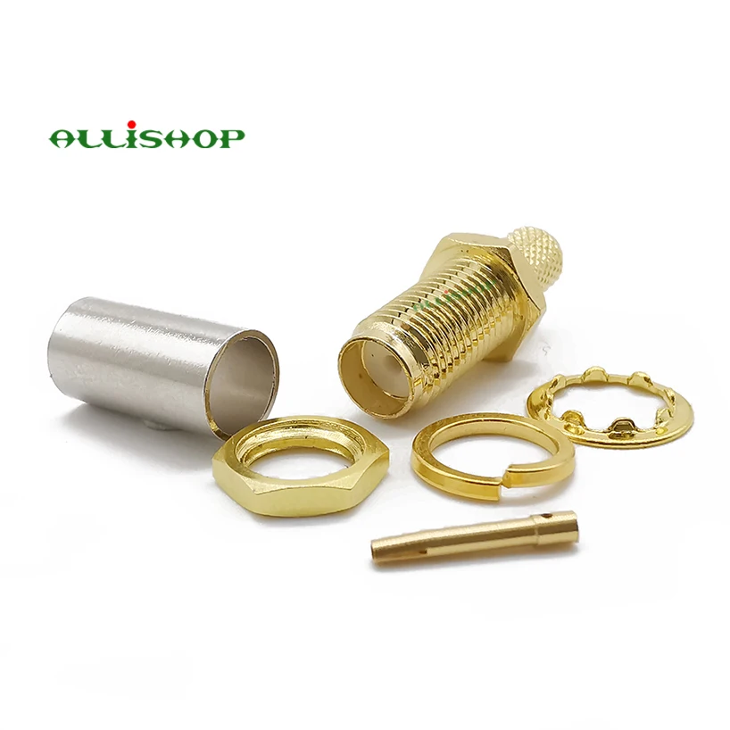 Гнездовой разъем SMA радиочастотный коаксиальный с обжимом гайки для RG58 RG142 LMR195